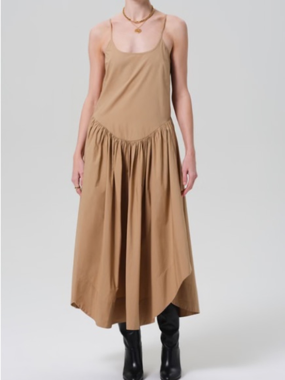 Citizens Of Humanity Cotton Drop-Waist Curved Hem Midi Dress
